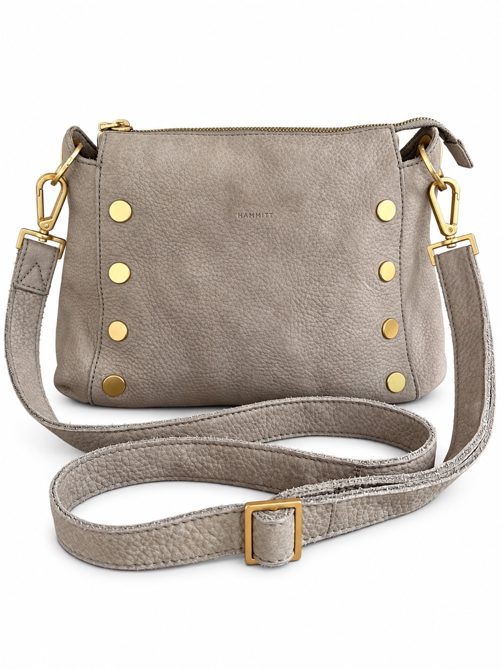 Hammitt Bryant Medium Grey Natural Leather Crossbody Bag Gold